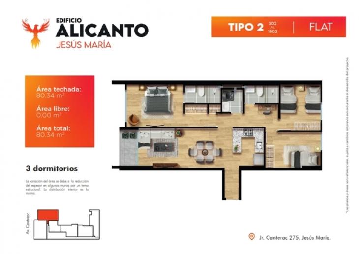 Plano del modelo Tipo 2 del proyecto Alicanto en Jesus Maria