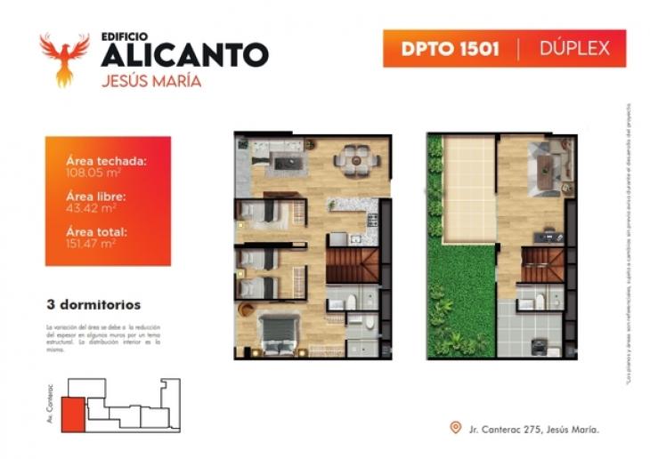 Plano del modelo Tipo 1601 del proyecto Alicanto en Jesus Maria