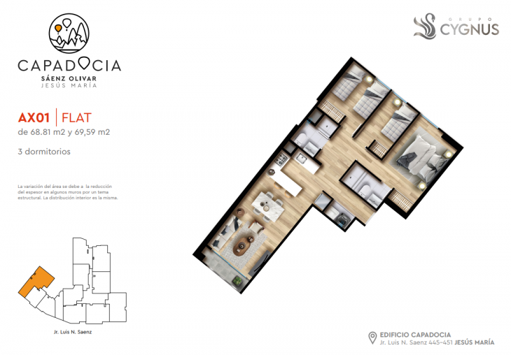 Plano del modelo AX01 del proyecto Capadocia en Jesus Maria