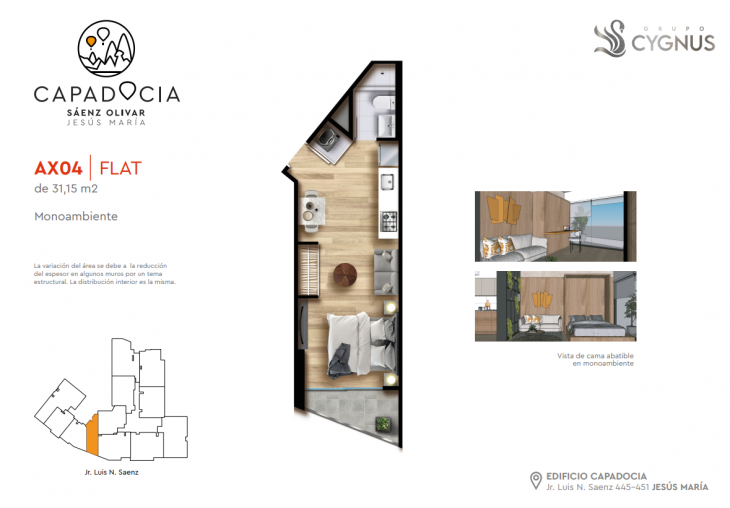 Plano del modelo AX04 del proyecto Capadocia en Jesus Maria