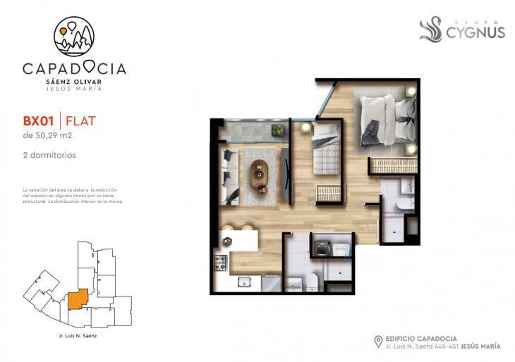 Plano del modelo BX01 del proyecto Capadocia en Jesus Maria