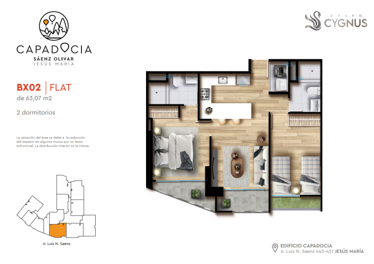 Plano del modelo BX02 del proyecto Capadocia en Jesus Maria