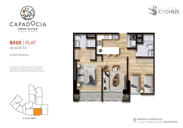 Plano del modelo BX03 del proyecto Capadocia en Jesus Maria