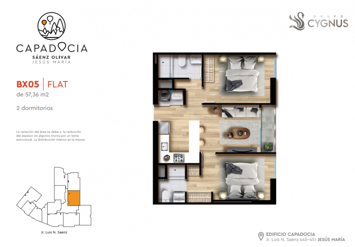 Plano del modelo BX05 del proyecto Capadocia en Jesus Maria