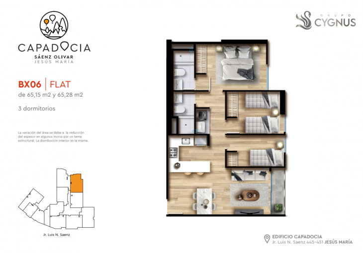 Plano del modelo BX06 del proyecto Capadocia en Jesus Maria