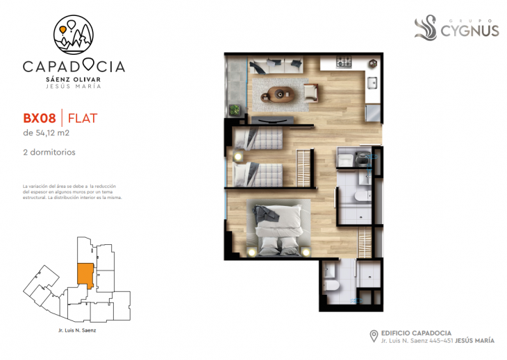 Plano del modelo BX08 del proyecto Capadocia en Jesus Maria