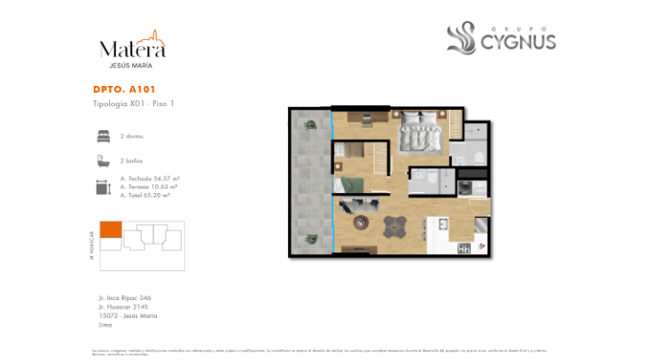 Plano del modelo A-101 del proyecto Matera en Jesus Maria
