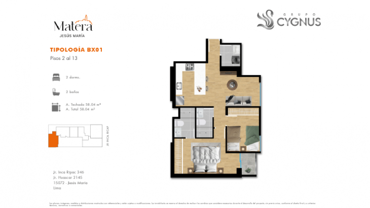 Plano del modelo BX01 del proyecto Matera en Jesus Maria