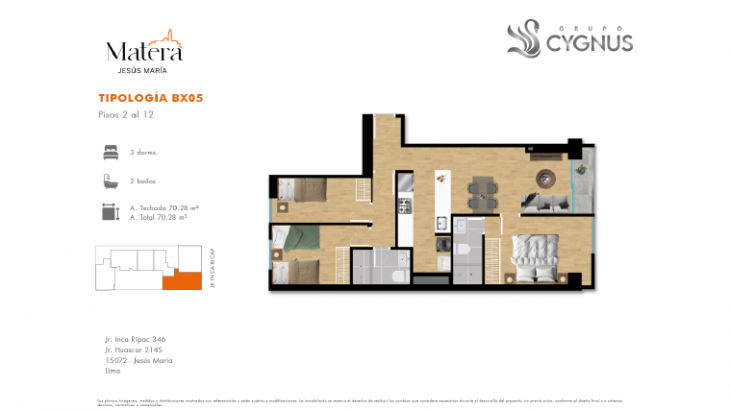 Plano del modelo BX05 del proyecto Matera en Jesus Maria
