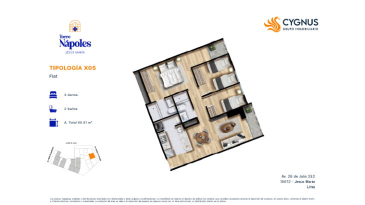 Plano del modelo AX05 del proyecto Torre Nápoles en Jesus Maria