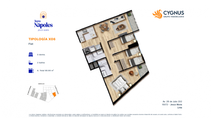 Plano del modelo AX06 del proyecto Torre Nápoles en Jesus Maria