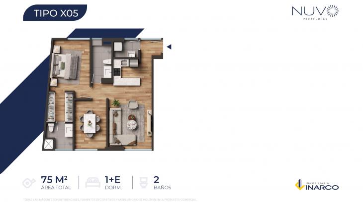 Plano del modelo TIPO 5 del proyecto Nuvo en Miraflores
