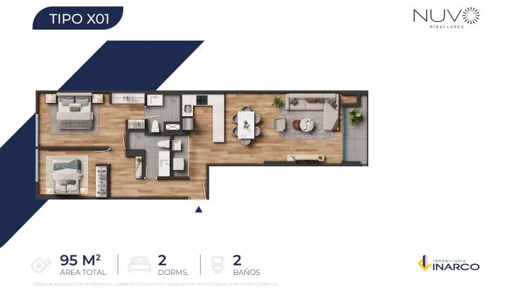 Plano del modelo TIPO 1 del proyecto Nuvo en Miraflores