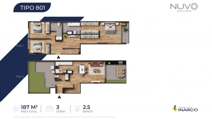 Plano del modelo TIPO 801 del proyecto Nuvo en Miraflores