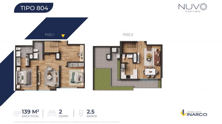 Plano del modelo TIPO 804 del proyecto Nuvo en Miraflores