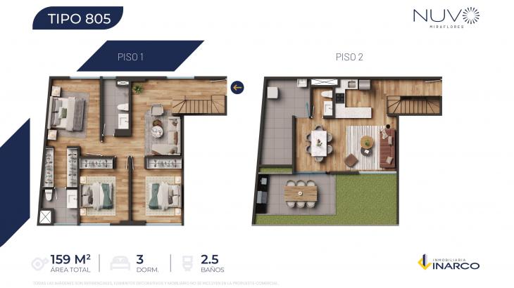 Plano del modelo TIPO 805 del proyecto Nuvo en Miraflores