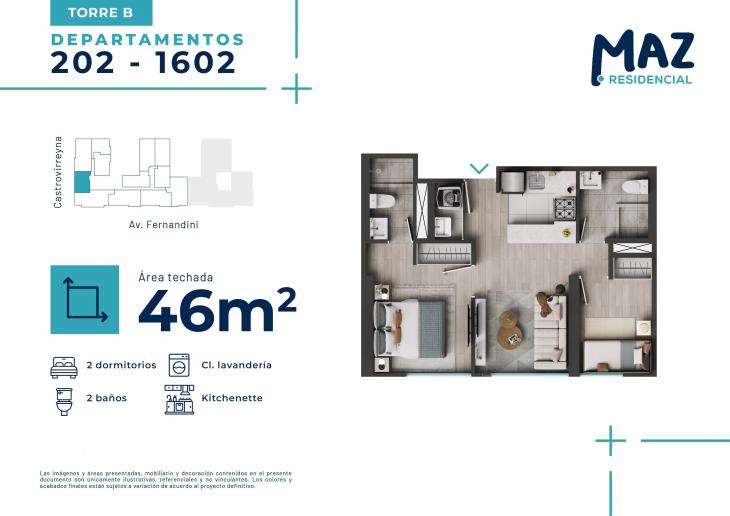 Plano del modelo B - Tipo X02 del proyecto MAZ Etapa 2 en Breña