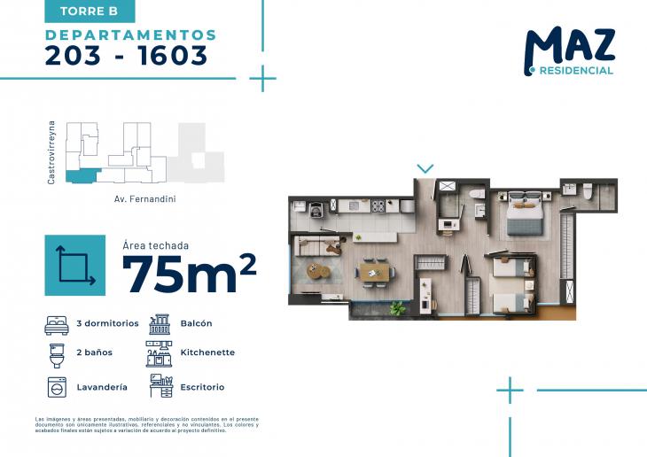 Plano del modelo B - Tipo X03 del proyecto MAZ Etapa 2 en Breña