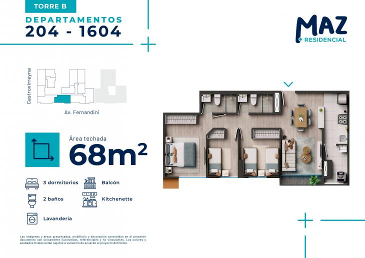 Plano del modelo B - Tipo X04 del proyecto MAZ Etapa 2 en Breña