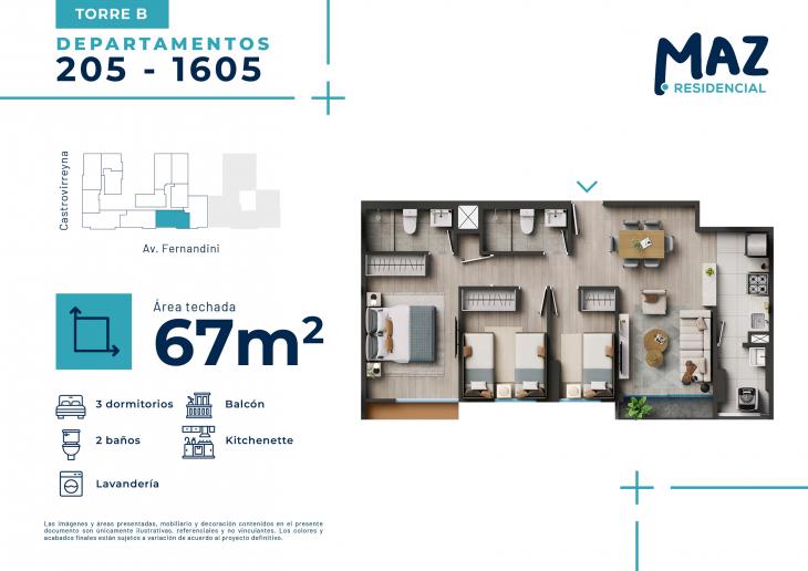 Plano del modelo B - Tipo X05 del proyecto MAZ Etapa 2 en Breña