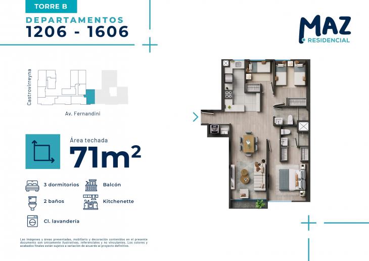 Plano del modelo B - Tipo X06B del proyecto MAZ Etapa 2 en Breña
