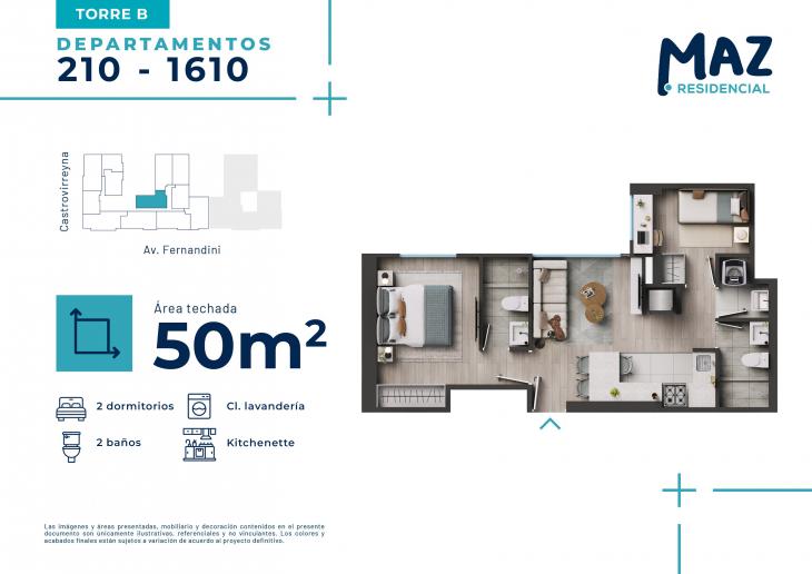 Plano del modelo B - Tipo X10 del proyecto MAZ Etapa 2 en Breña