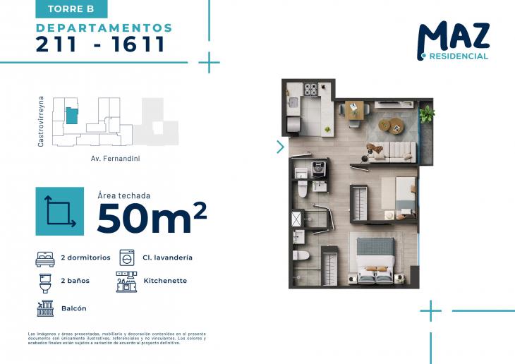 Plano del modelo B - Tipo X11 del proyecto MAZ Etapa 2 en Breña