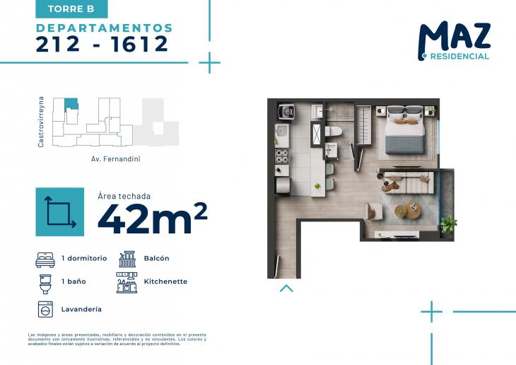 Plano del modelo B - Tipo X12 del proyecto MAZ Etapa 2 en Breña