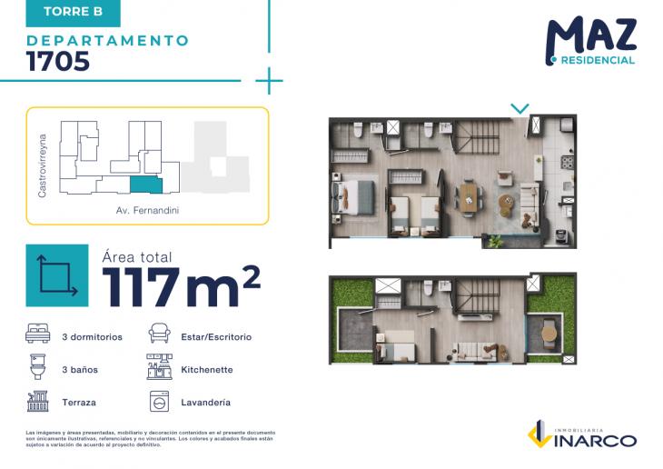 Plano del modelo B - Tipo 1705 del proyecto MAZ Etapa 2 en Breña