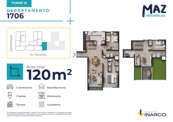 Plano del modelo B - Tipo 1706 del proyecto MAZ Etapa 2 en Breña
