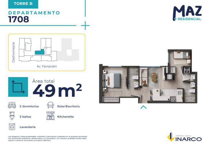 Plano del modelo B - Tipo 1708 del proyecto MAZ Etapa 2 en Breña