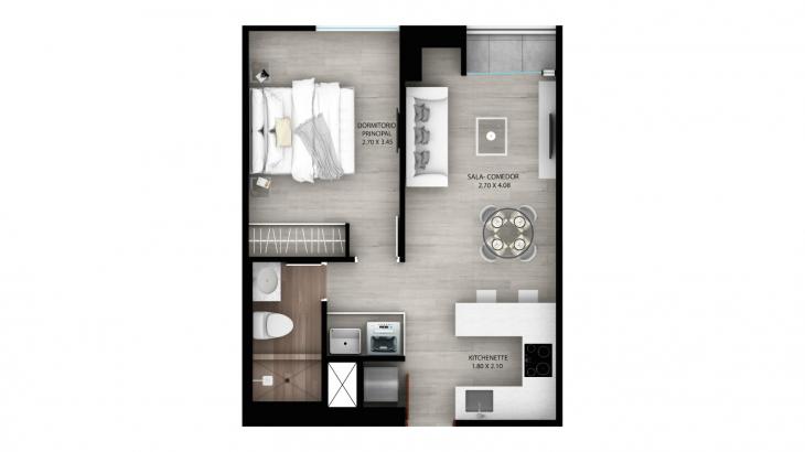Plano del modelo A3 del proyecto Urban Heights en Miraflores