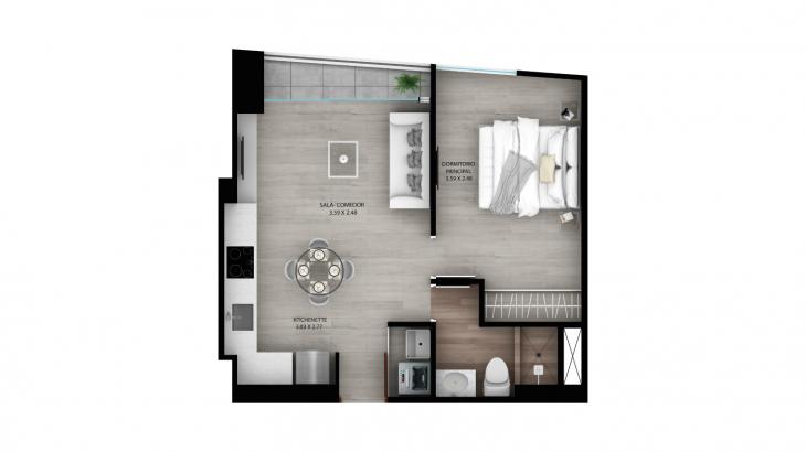 Plano del modelo B3 del proyecto Urban Heights en Miraflores