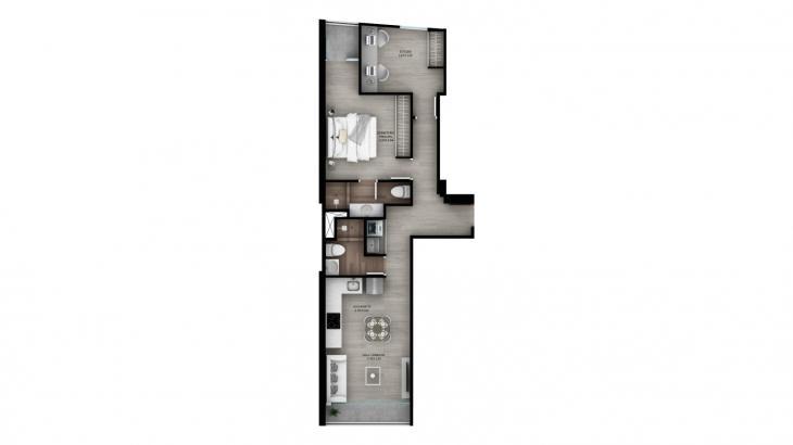 Plano del modelo B4 del proyecto Urban Heights en Miraflores