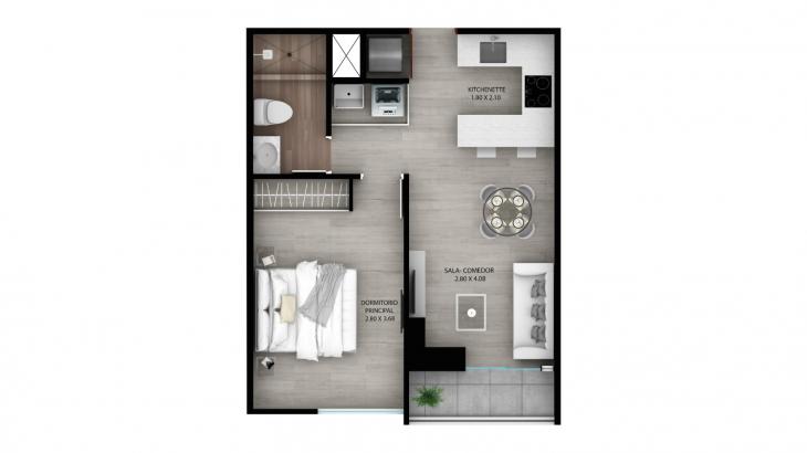 Plano del modelo B5 del proyecto Urban Heights en Miraflores