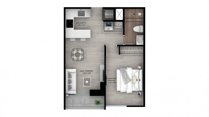 Plano del modelo B6 del proyecto Urban Heights en Miraflores