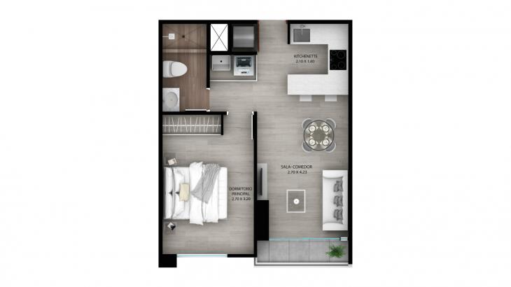 Plano del modelo A7 del proyecto Urban Heights en Miraflores