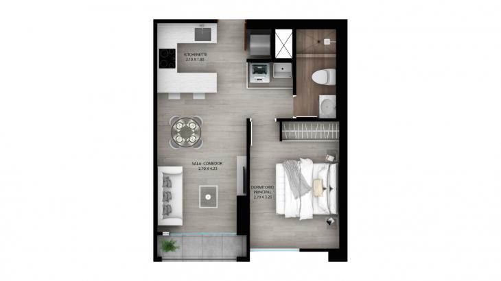 Plano del modelo A9 del proyecto Urban Heights en Miraflores