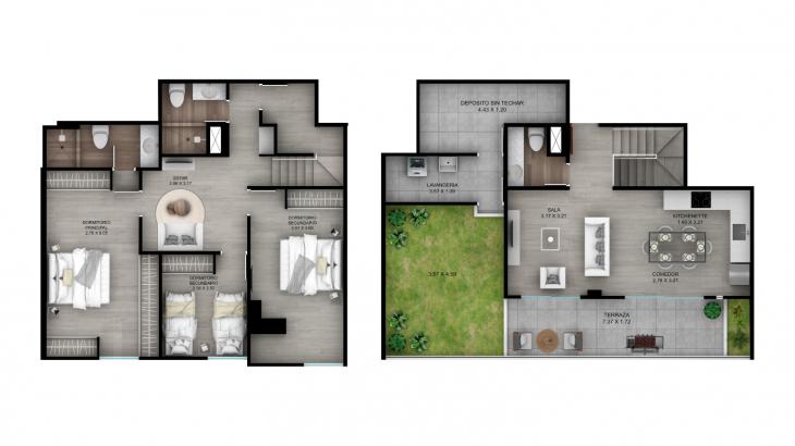 Plano del modelo B15 del proyecto Urban Heights en Miraflores