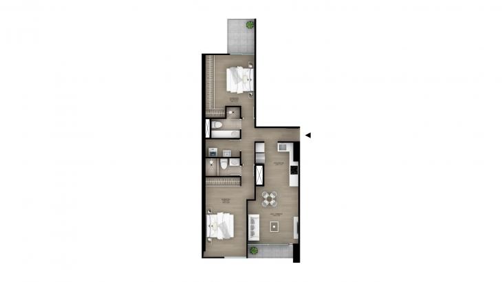 Plano del modelo Tipo 9 del proyecto Ascent en San Isidro