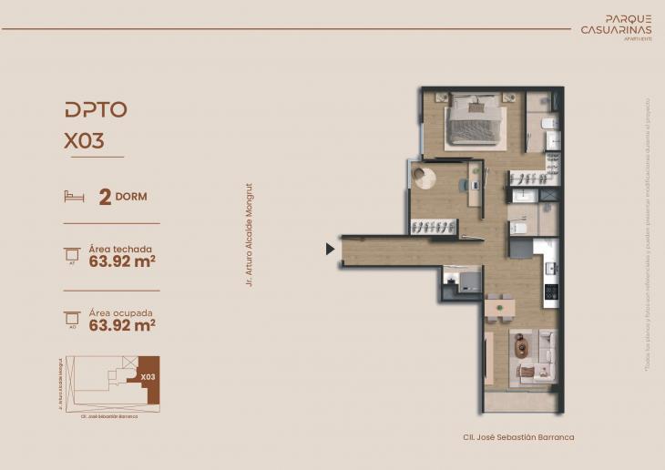 Plano del modelo Dpto. 603 del proyecto Parque Casuarinas en Santiago De Surco