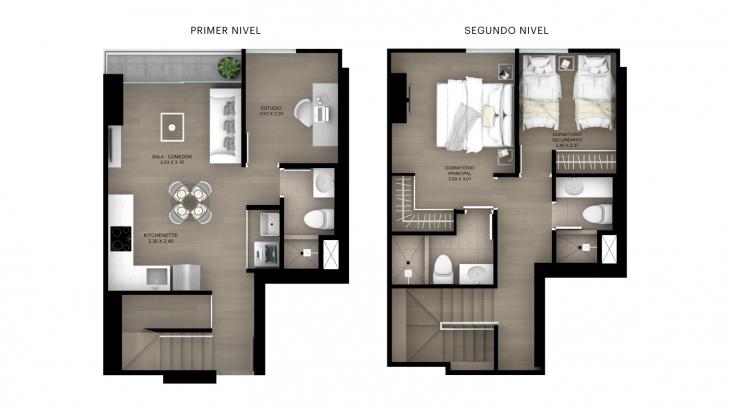 Plano del modelo Tipo 3 del proyecto Ascent en San Isidro