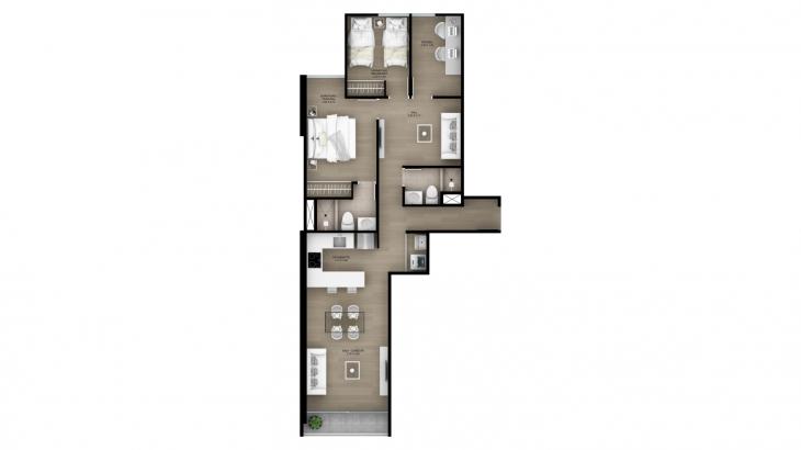 Plano del modelo Tipo 4 del proyecto Ascent en San Isidro