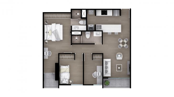 Plano del modelo Tipo 2 del proyecto Bloom en Lince