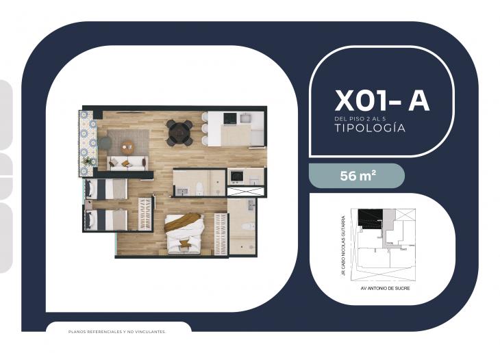 Plano del modelo X01 del proyecto SUCRE 1005 en Pueblo Libre
