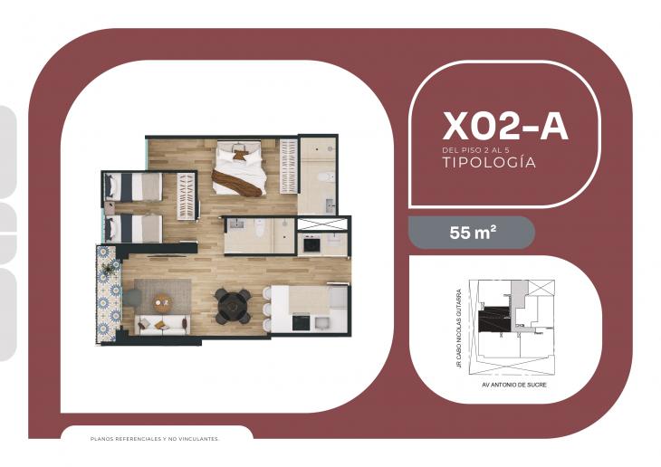 Plano del modelo X02 del proyecto SUCRE 1005 en Pueblo Libre