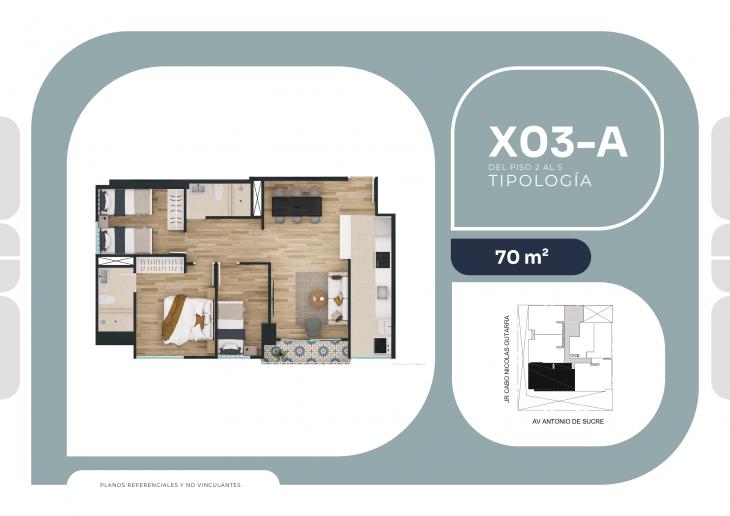 Plano del modelo X03 del proyecto SUCRE 1005 en Pueblo Libre