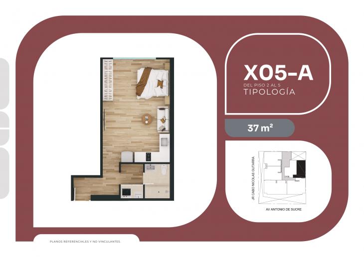 Plano del modelo X05-A del proyecto SUCRE 1005 en Pueblo Libre
