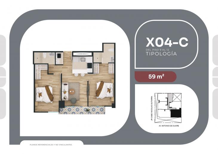 Plano del modelo X04-C del proyecto SUCRE 1005 en Pueblo Libre