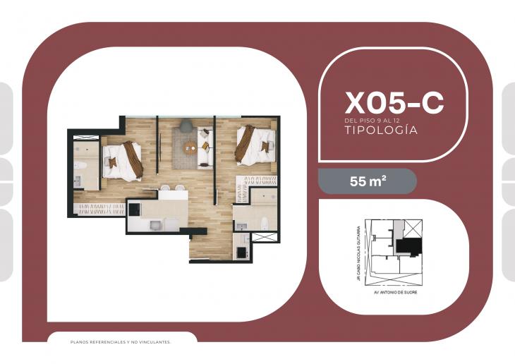 Plano del modelo X05-C del proyecto SUCRE 1005 en Pueblo Libre